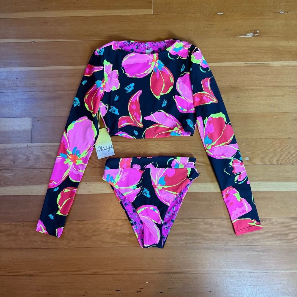 Maaji Floral Swim Rashguard Bikini Size Small